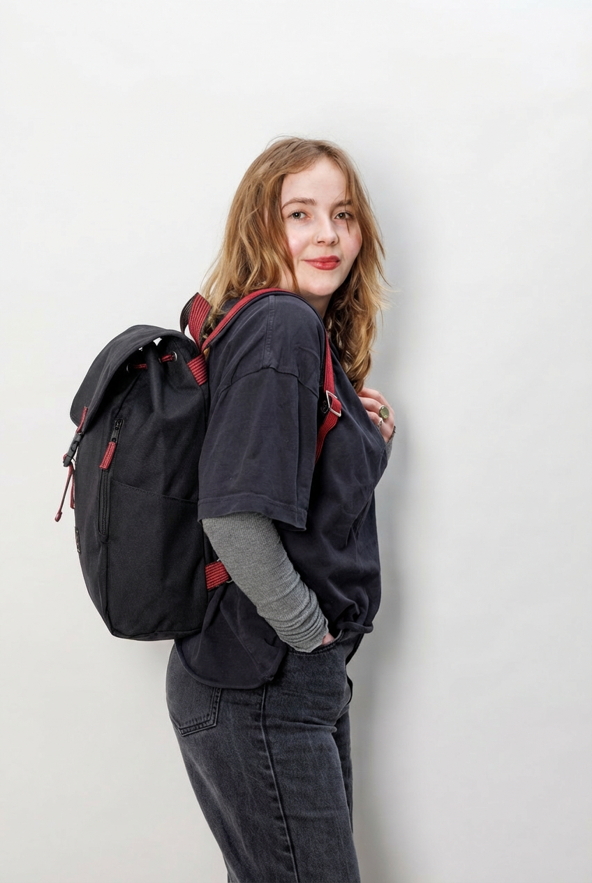 Rucksack «2Täger» Schwarz von KoKoTé, der Urner Taschenmanufaktur. Swiss made Taschen und Accessoires.
